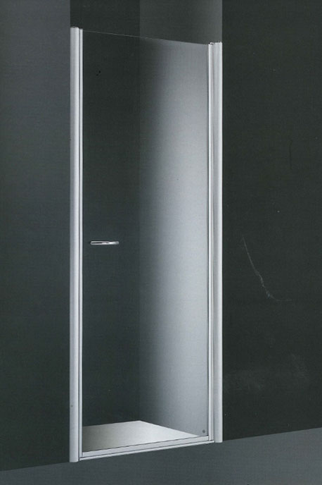 Mampara Online frontal ducha 74x191,5 cm. 1 puerta abatibles aluminio blanco cristal transparente 8 mm.